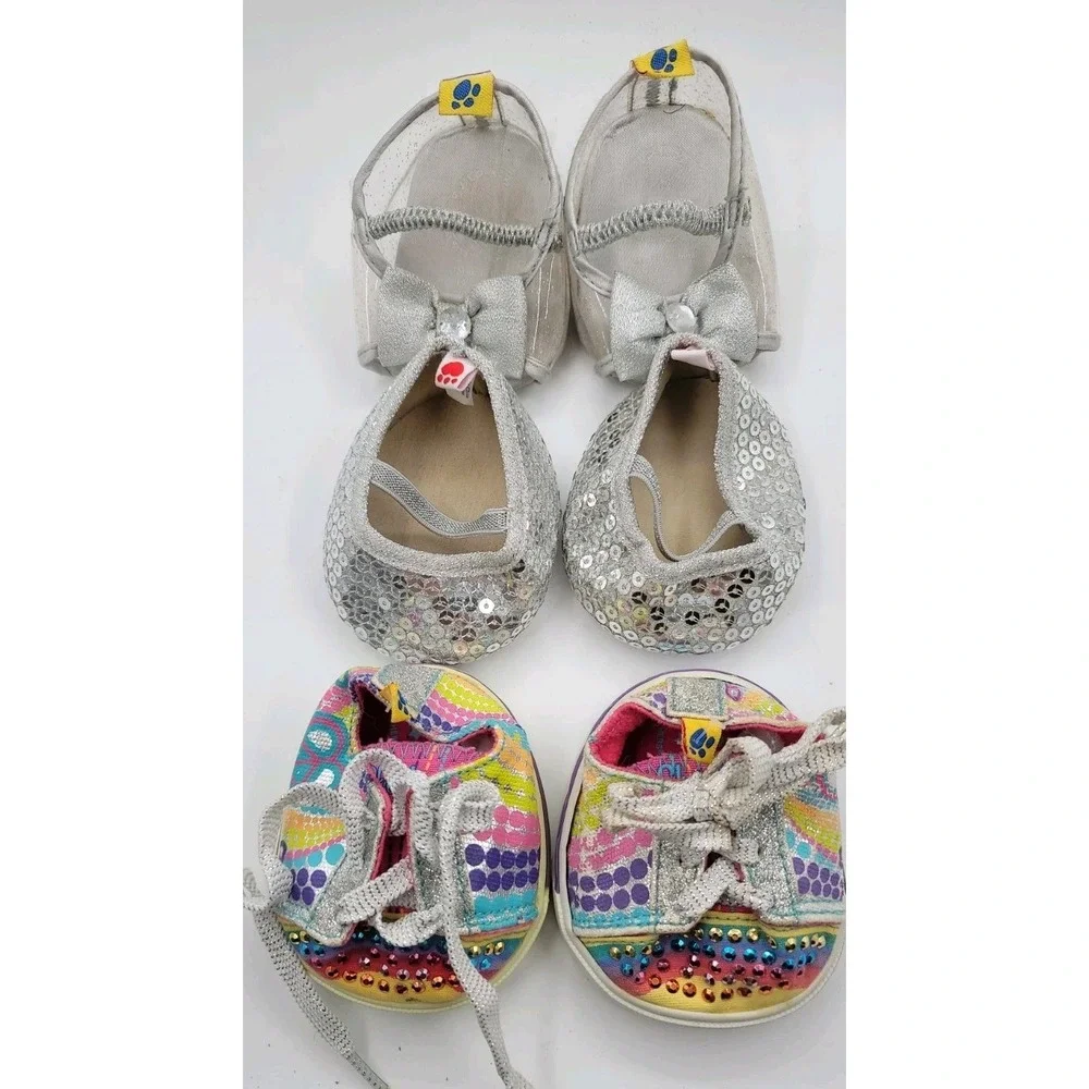 3 Sets Of Build‎ A Bear Shoes  Twinkle Toes, Silver Sparkle & Silver Sequin